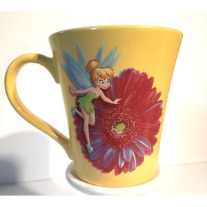 Disney Store Exclusive Tinkerbell Dahlia Yellow Coffee Mug Purple Floral Flower
